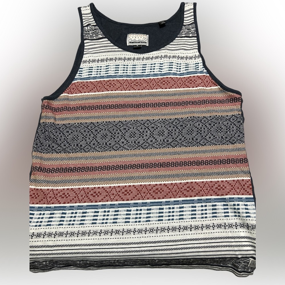 Billabong Navy and Cream Striped Tank Top